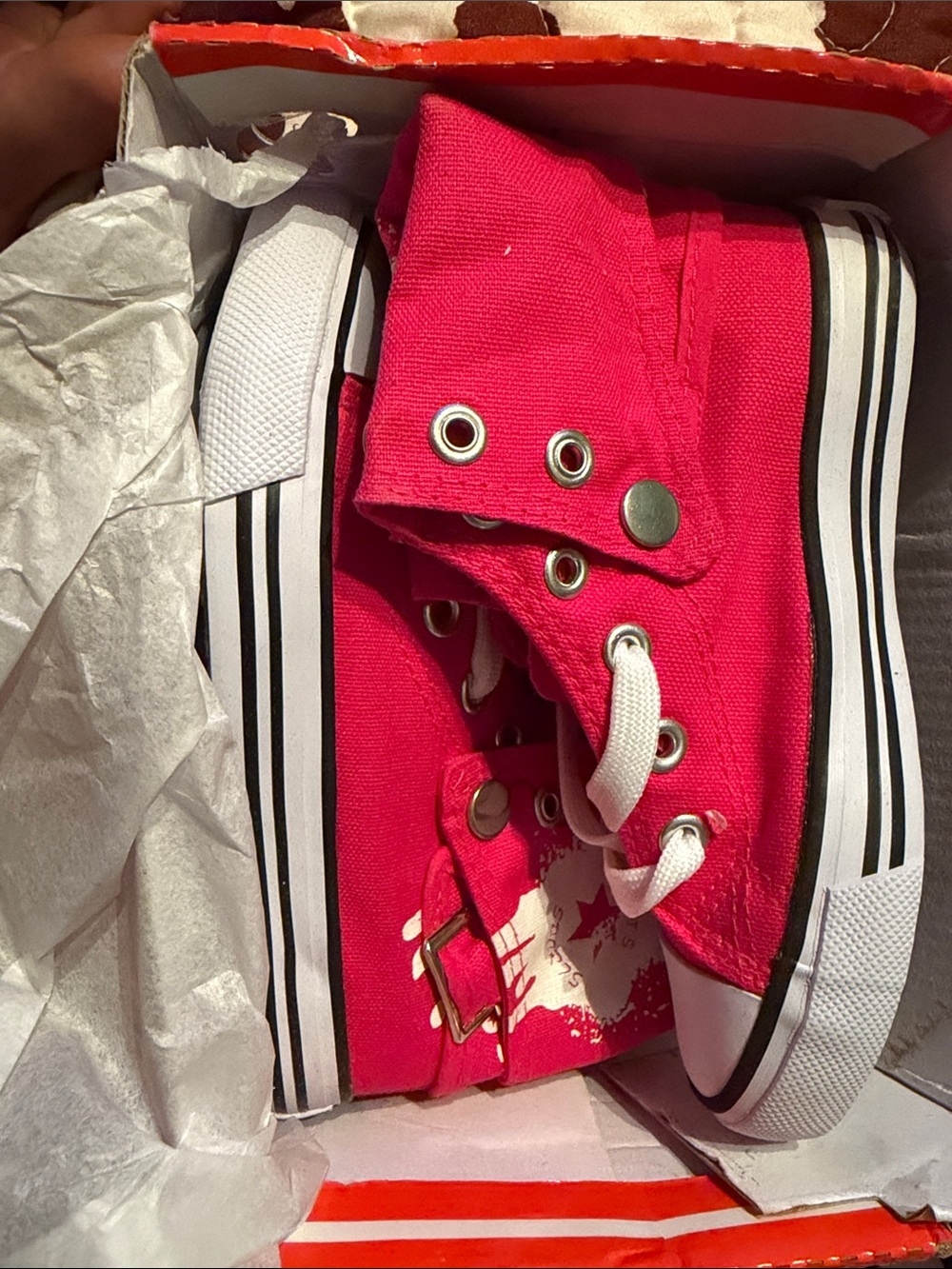 Kids High-Top Canvas Sneakers in Hot Pink